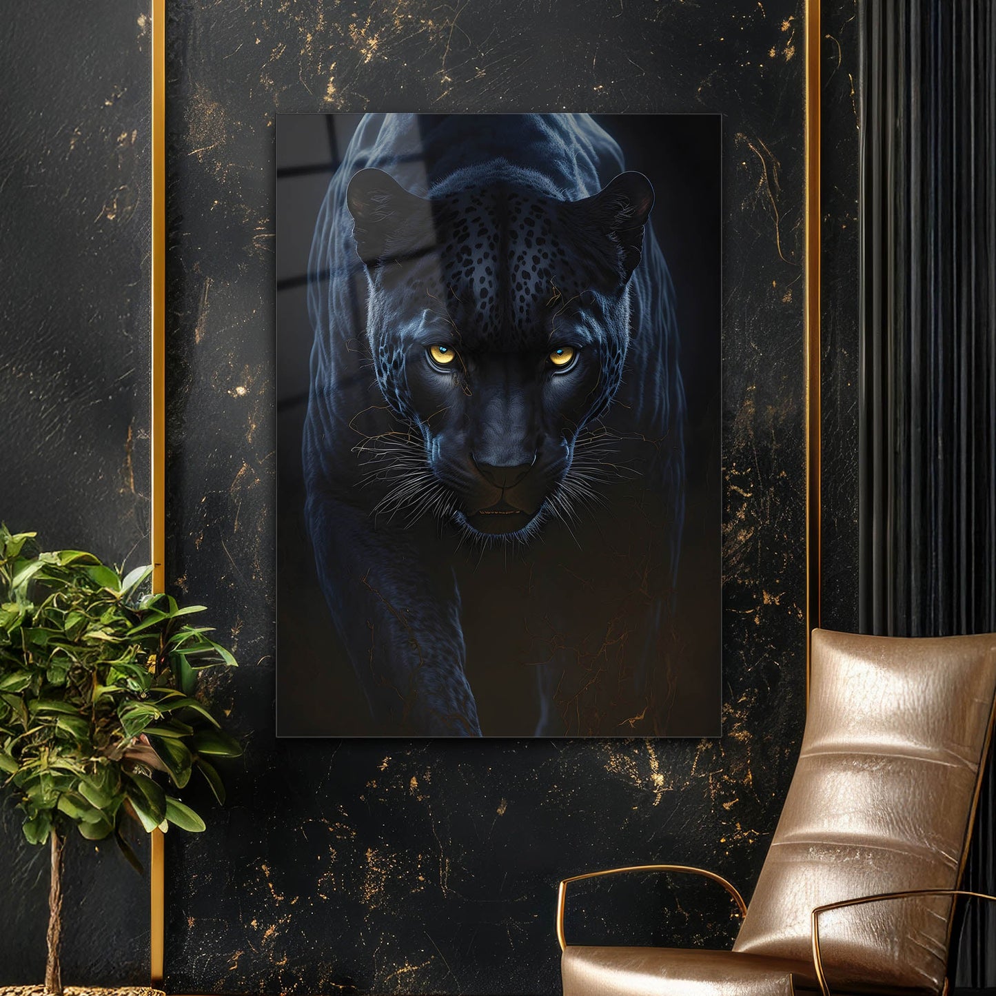 Karanlık Panther Yakın Plan Cam Tablo