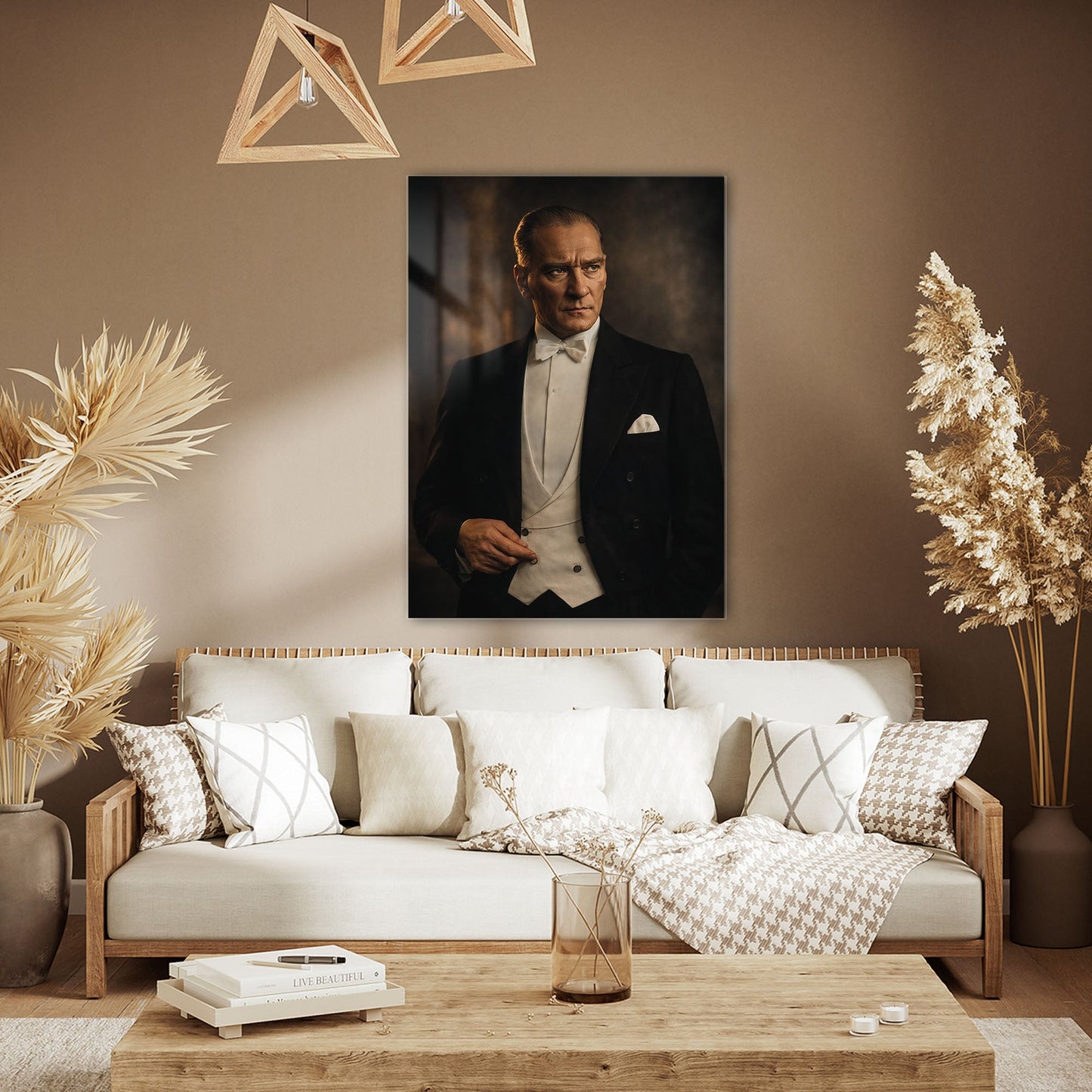 Mustafa Kemal Atatürk Smokinli Resmi Portre Cam Tablo