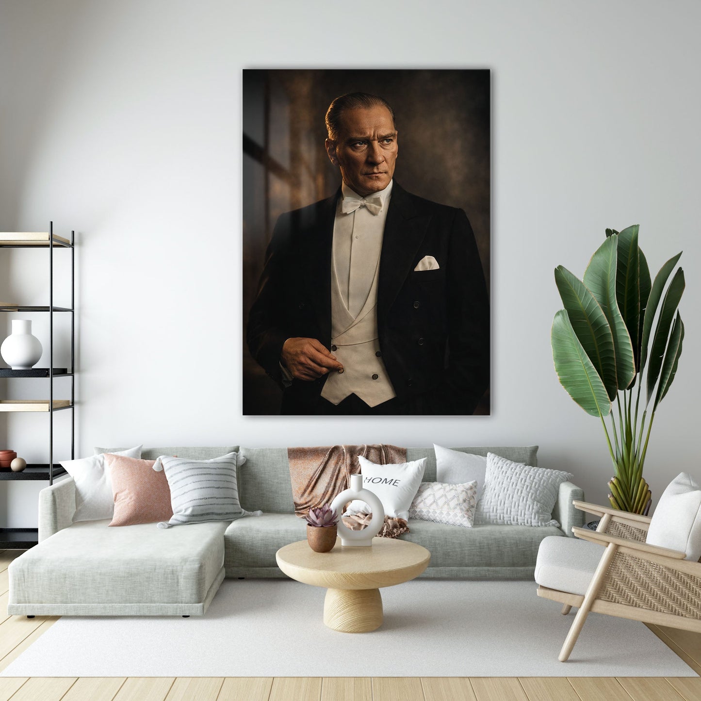 Mustafa Kemal Atatürk Smokinli Resmi Portre Cam Tablo