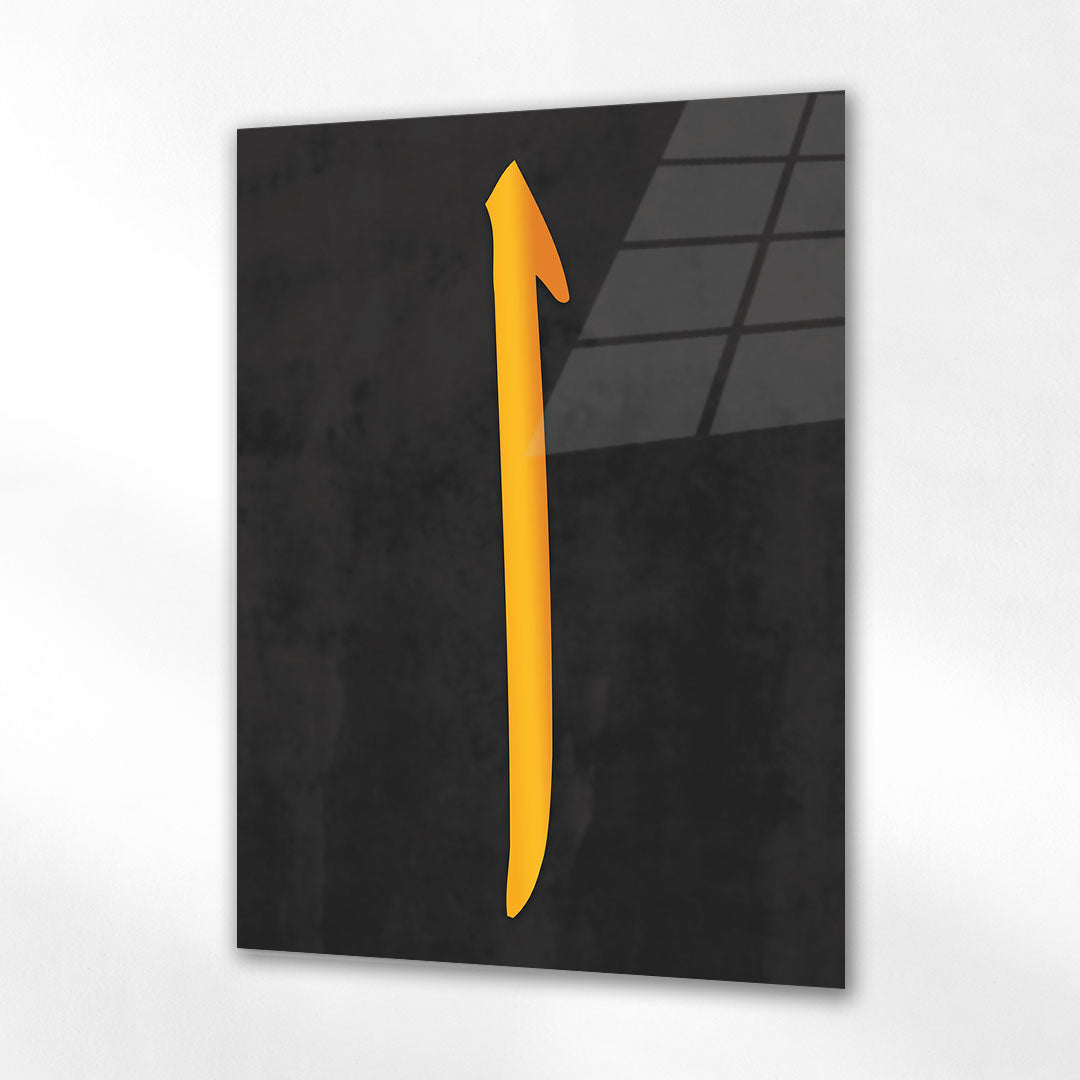 Elif Harfi - Göktürk Alfabesi İ Sembolü Minimal Cam Tablo