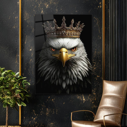Kral Kartal Taçlı Lüks Portre Cam Tablo