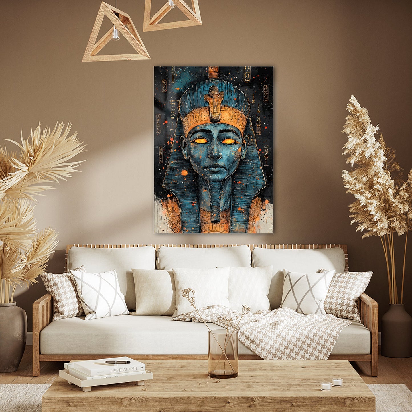 Gizemli Firavun Cam Tablo - 4 mm Temperli Cam Tablo - Ev, ofis dekorasyon