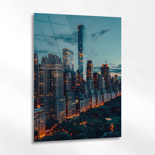 Central Park Manhattan Akşam Cam Tablo