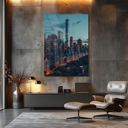 Central Park Manhattan Akşam Cam Tablo