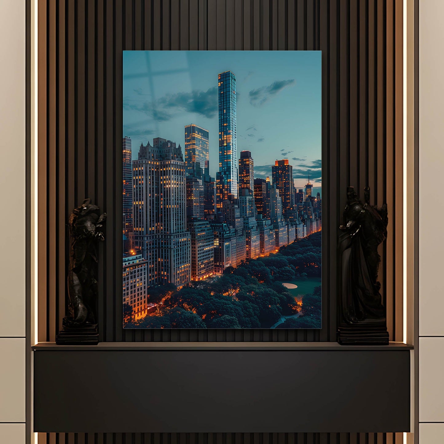 Central Park Manhattan Akşam Cam Tablo