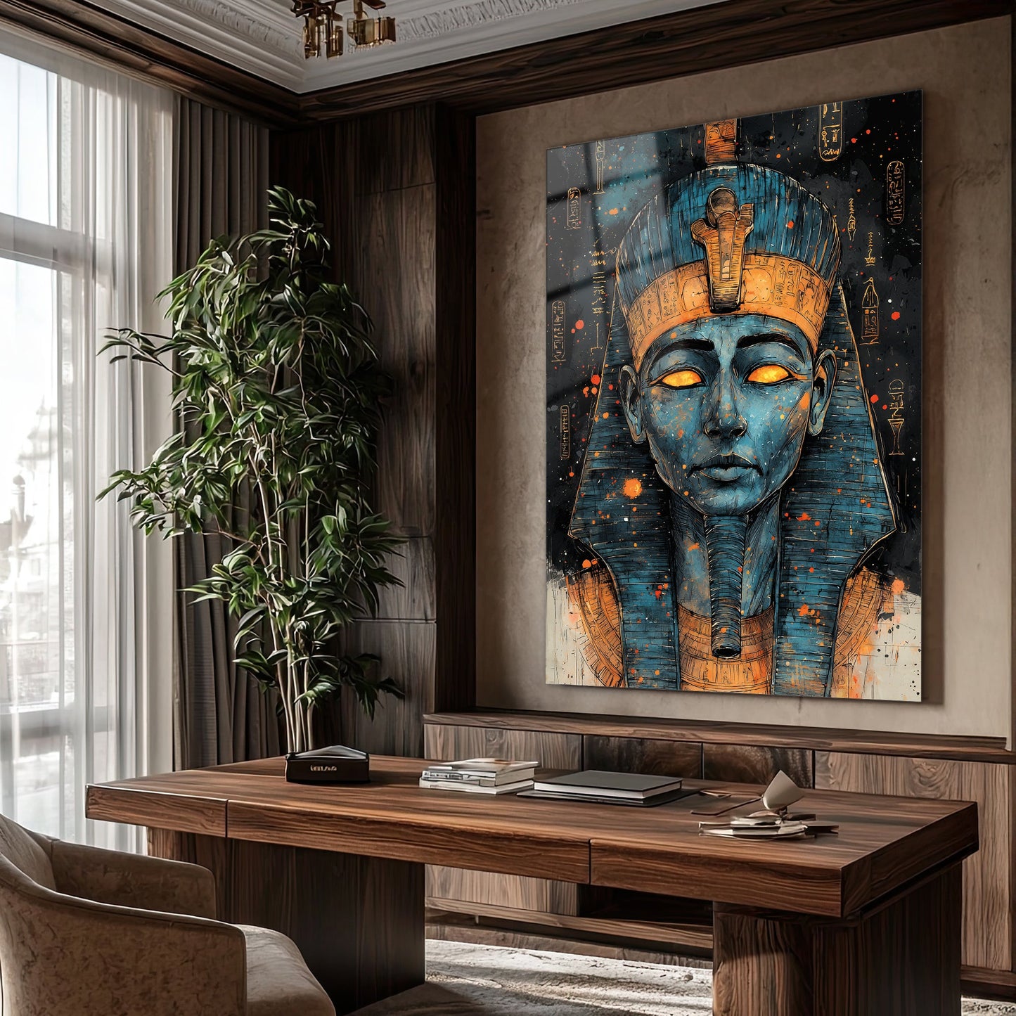 Gizemli Firavun Cam Tablo - 4 mm Temperli Cam Tablo - Ev, ofis dekorasyon