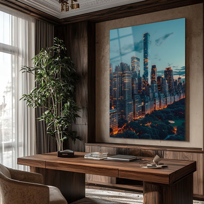 Central Park Manhattan Akşam Cam Tablo