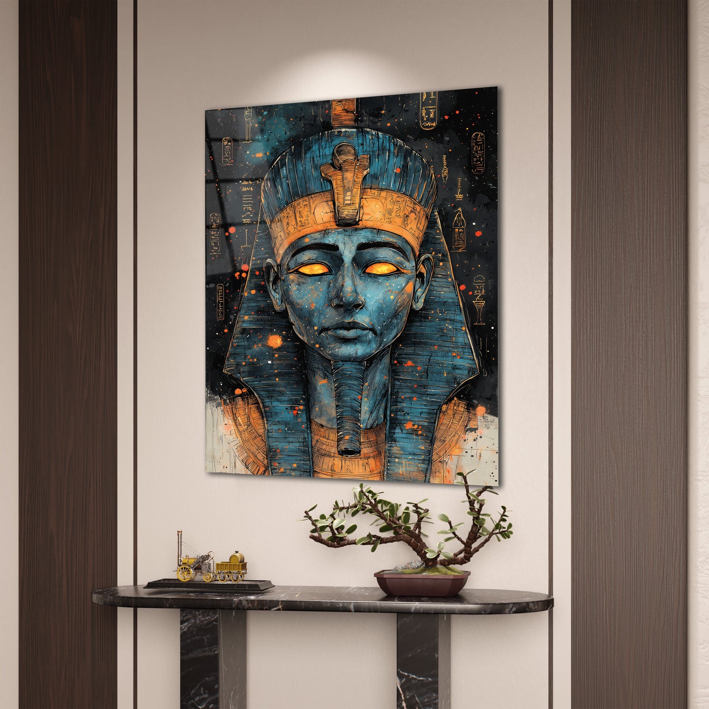 Gizemli Firavun Cam Tablo - 4 mm Temperli Cam Tablo - Ev, ofis dekorasyon