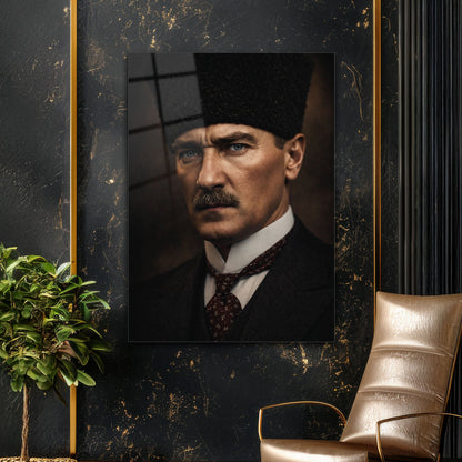 Mustafa Kemal Atatürk Klasik Portre Cam Tablo