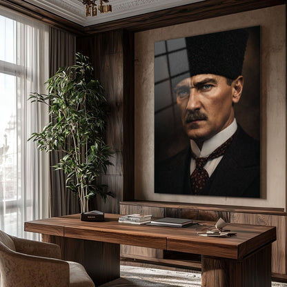 Mustafa Kemal Atatürk Klasik Portre Cam Tablo