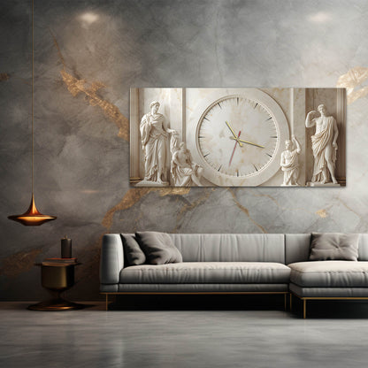 Roma Heykel Sanatı Modern Cam Tablo Saat