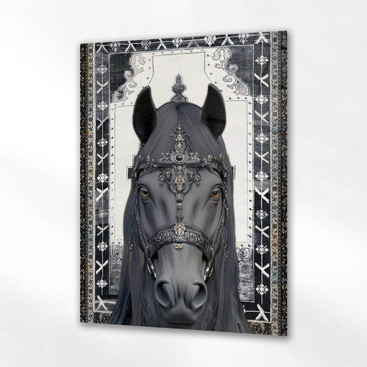 Gri Kraliyet Atı Klasik Cam Tablo
