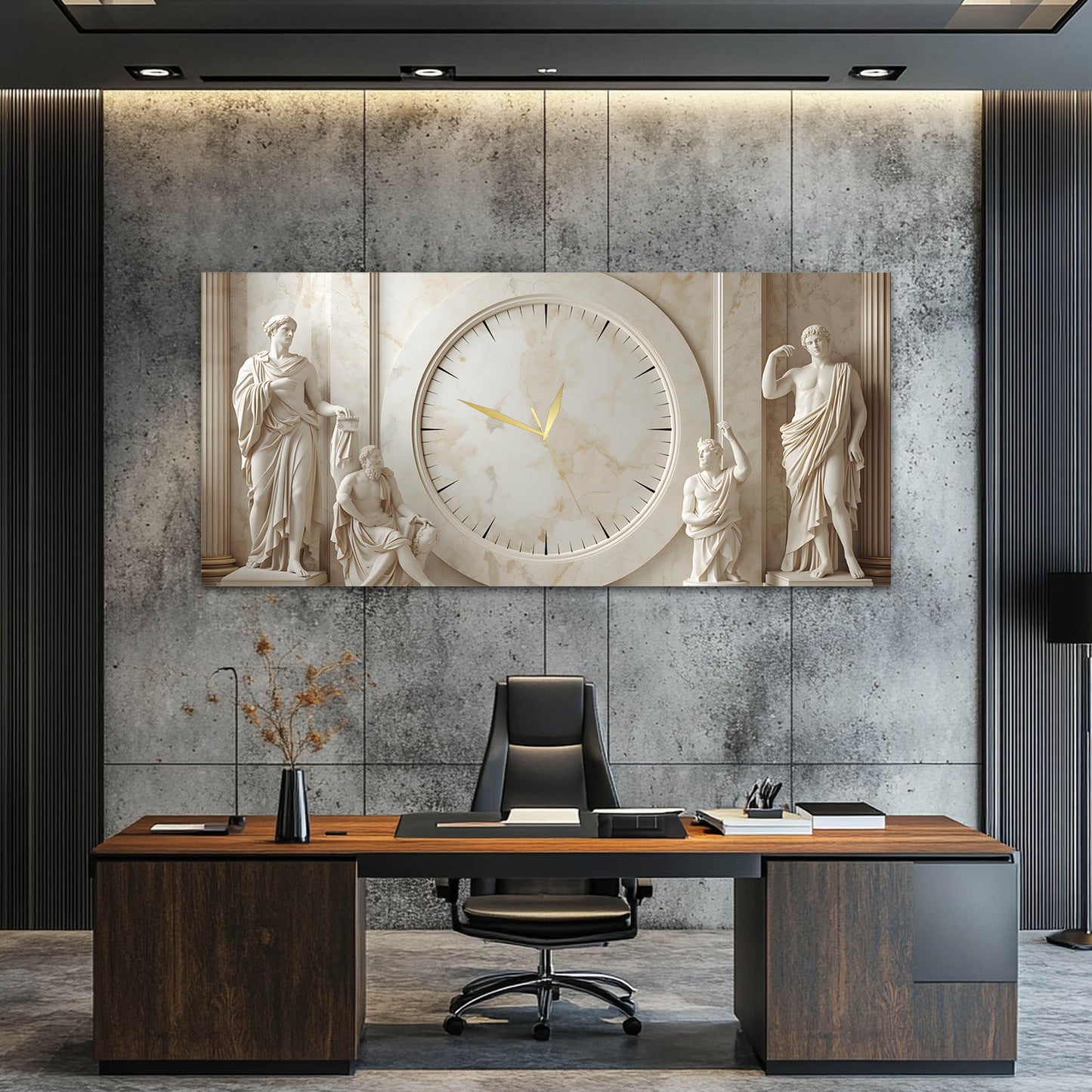 Roma Heykel Sanatı Modern Cam Tablo Saat