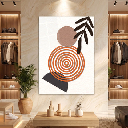 Kiremit Halkalı Geometrik Boho Cam Tablo