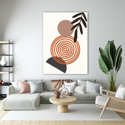 Kiremit Halkalı Geometrik Boho Cam Tablo
