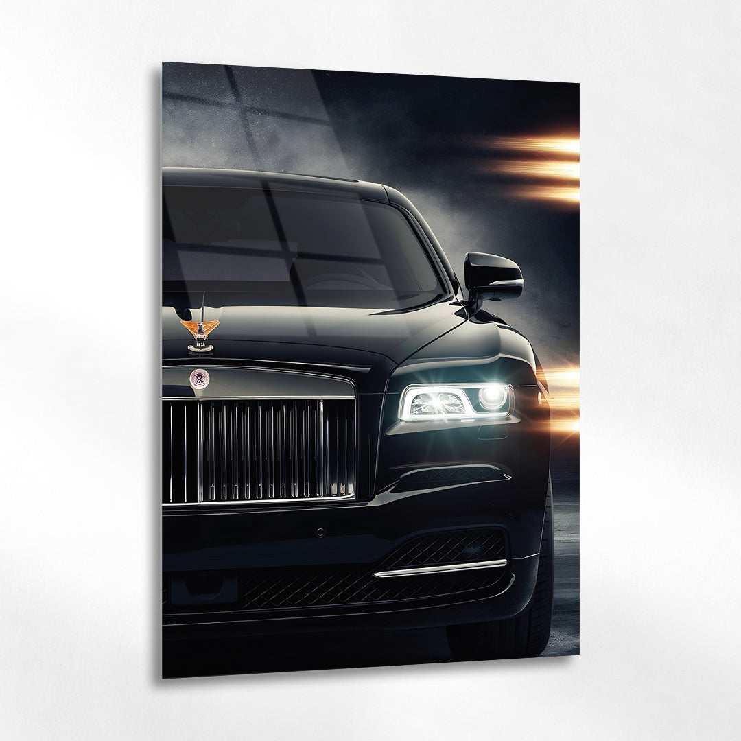 Rolls-Royce Cam Tablo – Lüks Otomobil Ön Görünüm ve Far Detayı