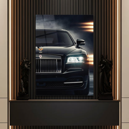 Rolls-Royce Cam Tablo – Lüks Otomobil Ön Görünüm ve Far Detayı
