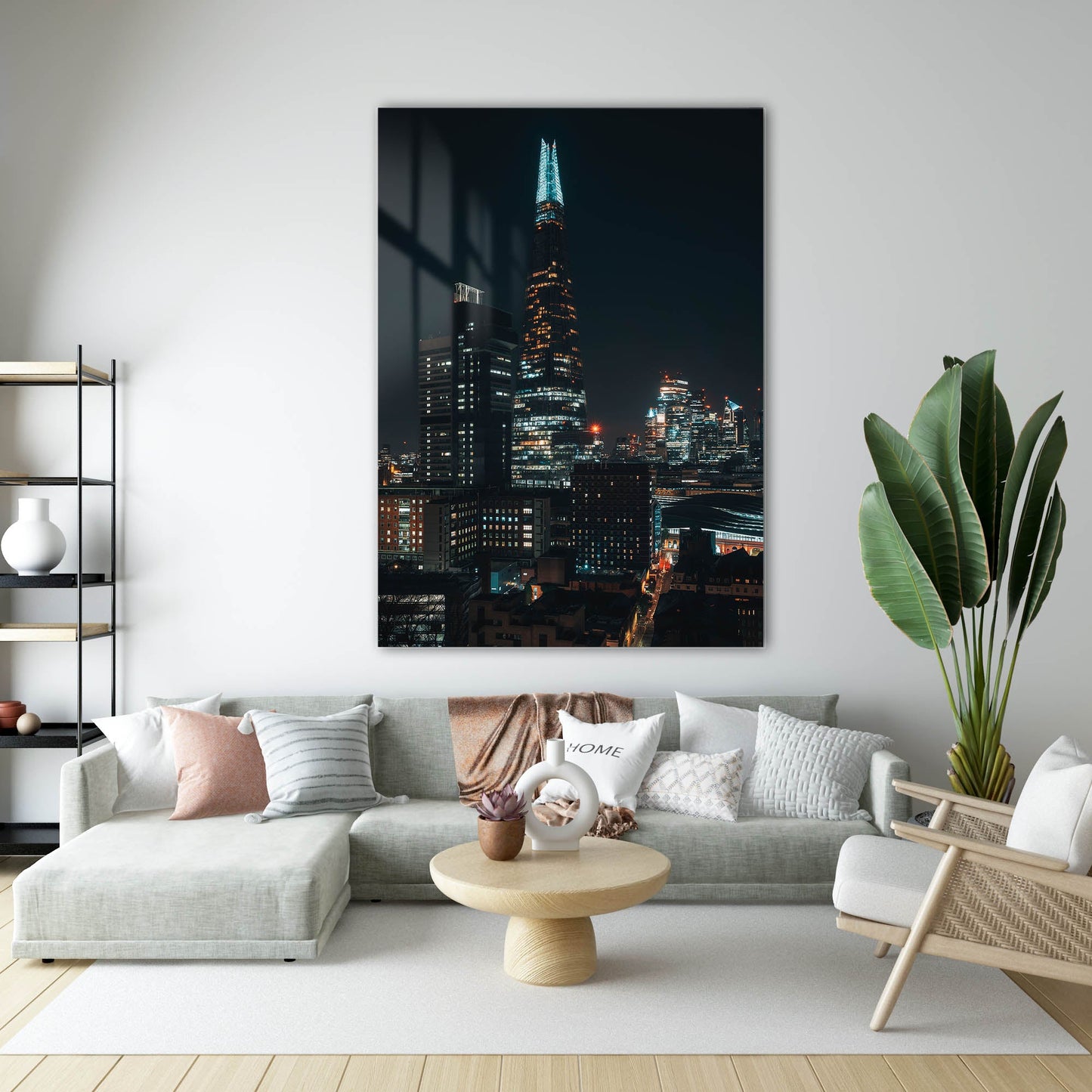 Londra The Shard Gece Manzarası Cam Tablo