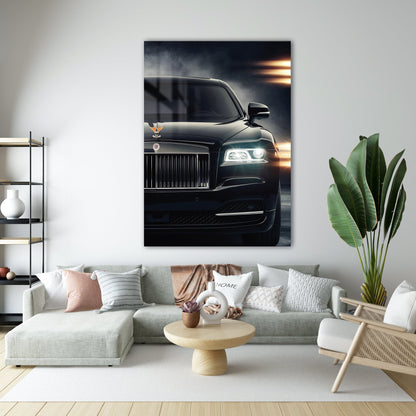 Rolls-Royce Cam Tablo – Lüks Otomobil Ön Görünüm ve Far Detayı