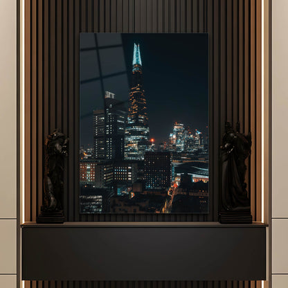 Londra The Shard Gece Manzarası Cam Tablo