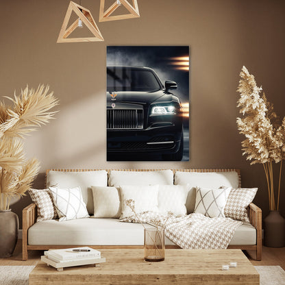 Rolls-Royce Cam Tablo – Lüks Otomobil Ön Görünüm ve Far Detayı