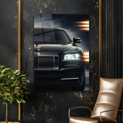 Rolls-Royce Cam Tablo – Lüks Otomobil Ön Görünüm ve Far Detayı