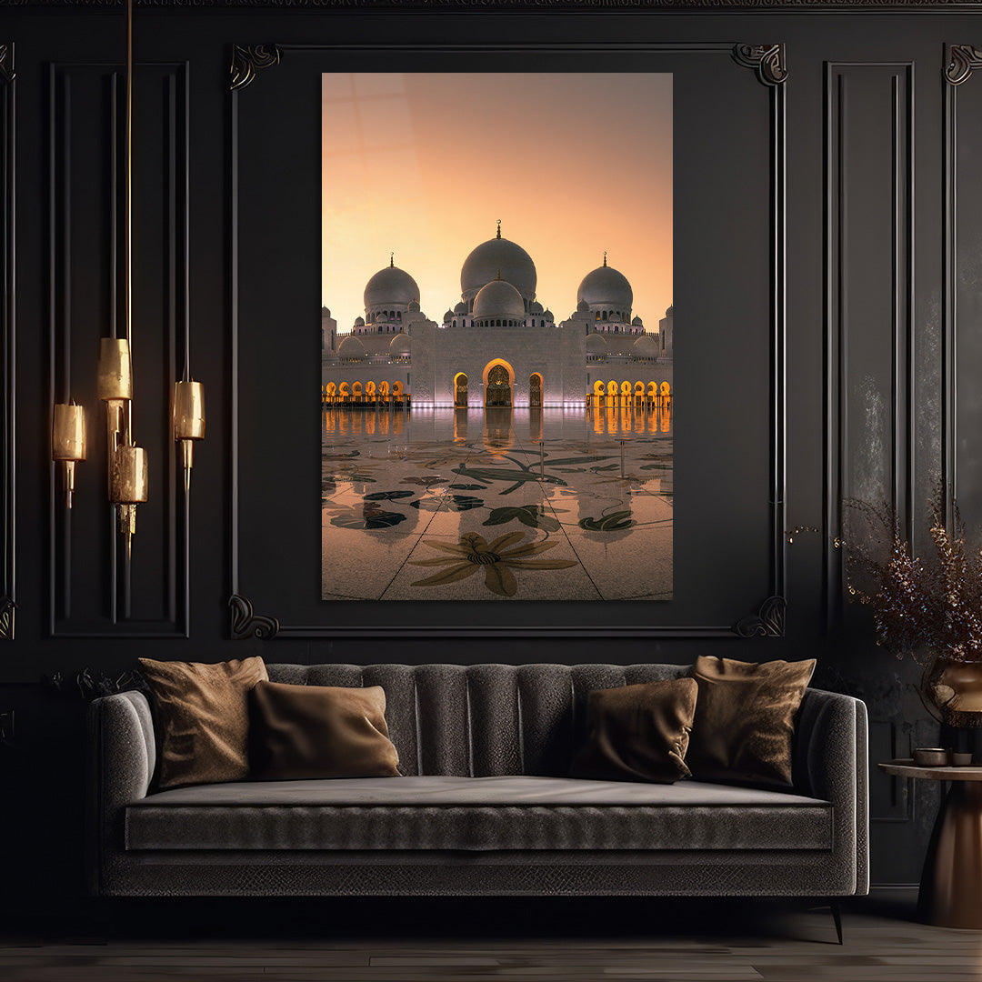 Sheikh Zayed Grand Mosque Glass Wall Painting