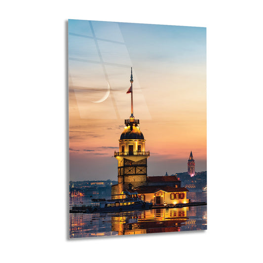 Maiden's Tower in Istanbul glass wall art 