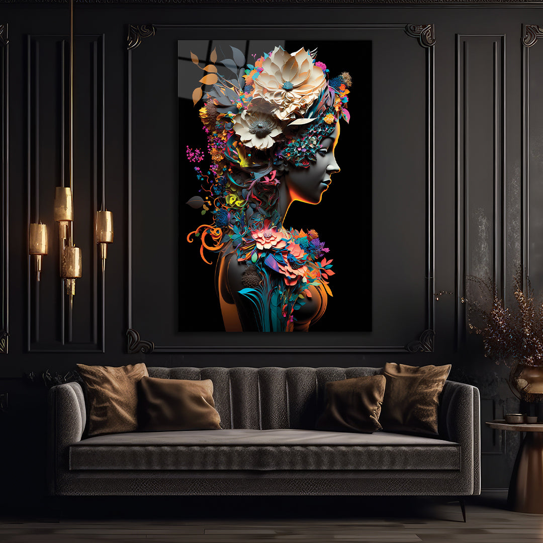 Fading Beauty Portrait glass wall art 
