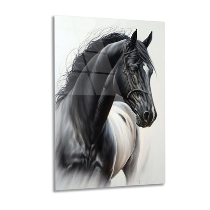 Abstract Wall Art , Modern Art glass wall art A white horse with a beautiful design 