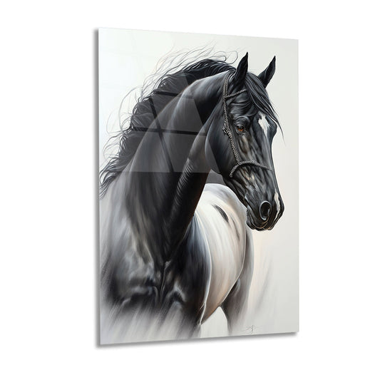 Abstract Wall Art , Modern Art glass wall art A white horse with a beautiful design 