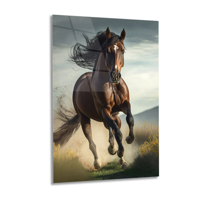 Horse glass wall art with nature. modren art 