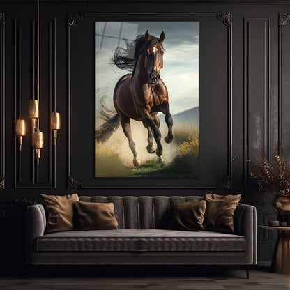 Horse glass wall art with nature. modren art 