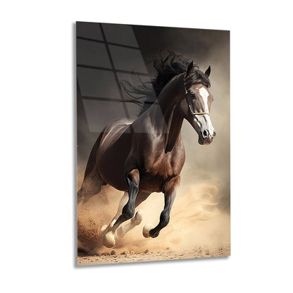 Horse Glass Wall Art, Tempered Glass Art, Panormic Wall Art, Animal Wall Decor 