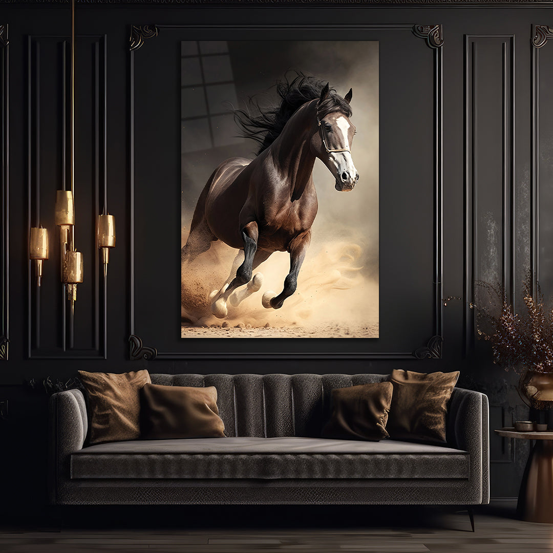 Horse Glass Wall Art, Tempered Glass Art, Panormic Wall Art, Animal Wall Decor 