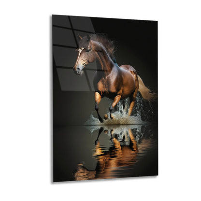 Horse Glass Wall Art, Tempered Glass Art, Panormic Wall Art, Animal Wall Decor 