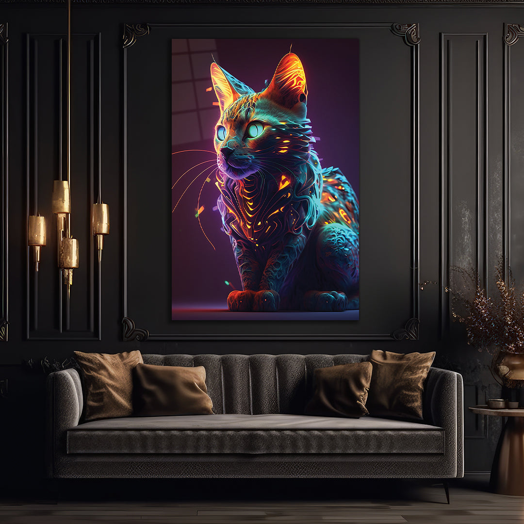 Cat Wall Art, Tempered Glass Art, Glass Printing, Free Shipping 