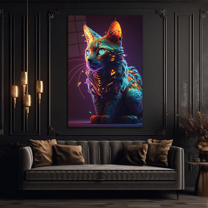 Cat Wall Art, Tempered Glass Art, Glass Printing, Free Shipping 