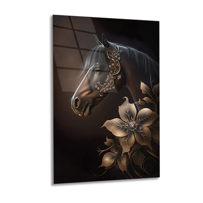 Horse Glass Wall Art, Tempered Glass Art, Panormic Wall Art, Animal Wall Decor 