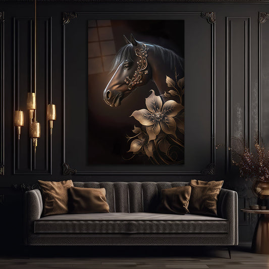 Horse Glass Wall Art, Tempered Glass Art, Panormic Wall Art, Animal Wall Decor 