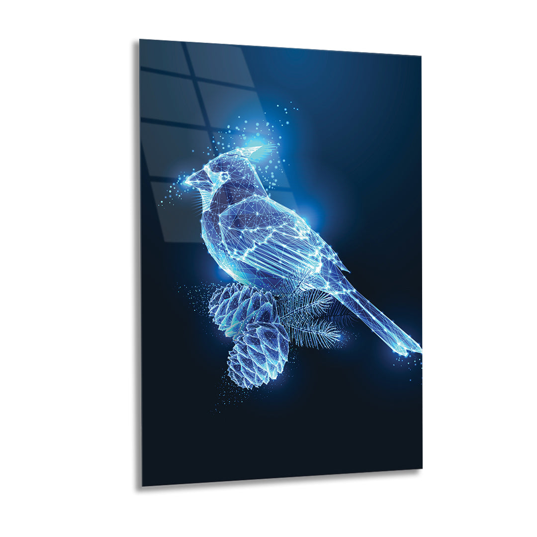 Abstract Cardinal bird wall art glass 