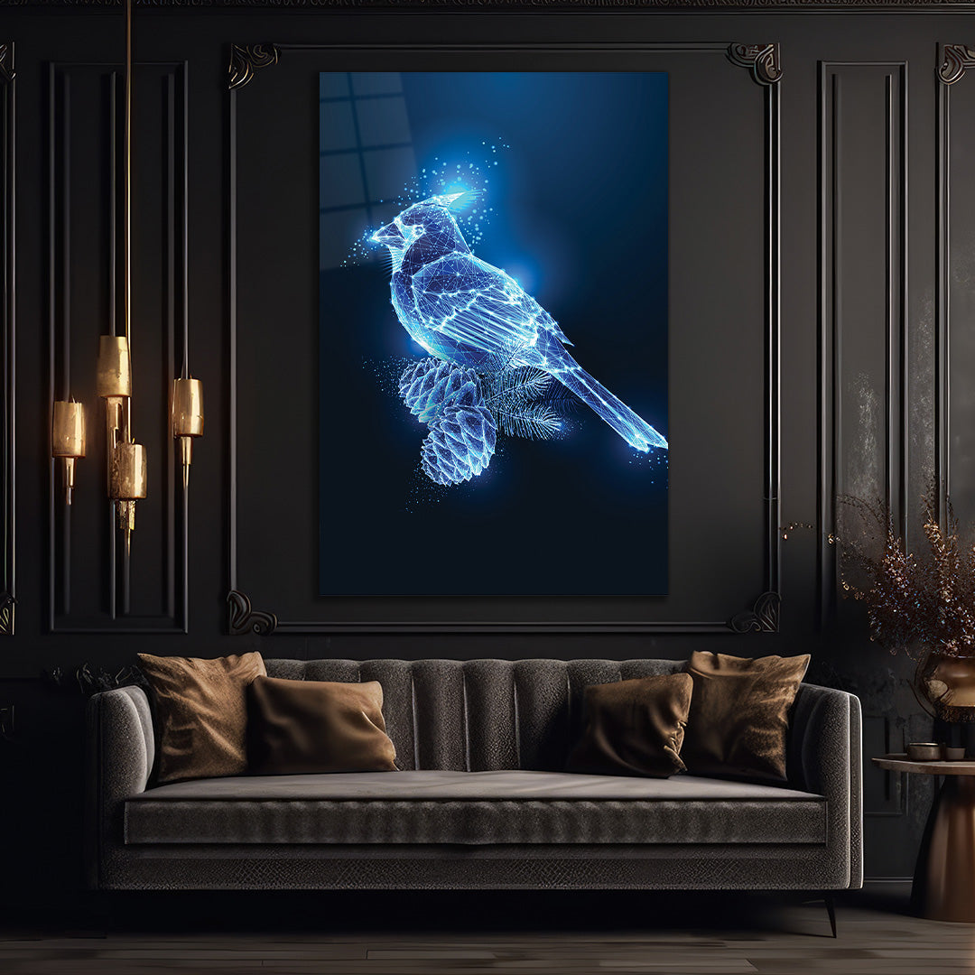 Abstract Cardinal bird wall art glass 