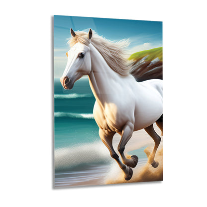 Running Horse Glass Wall Art 