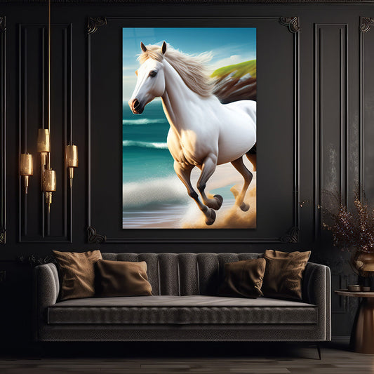 Running Horse Glass Wall Art 