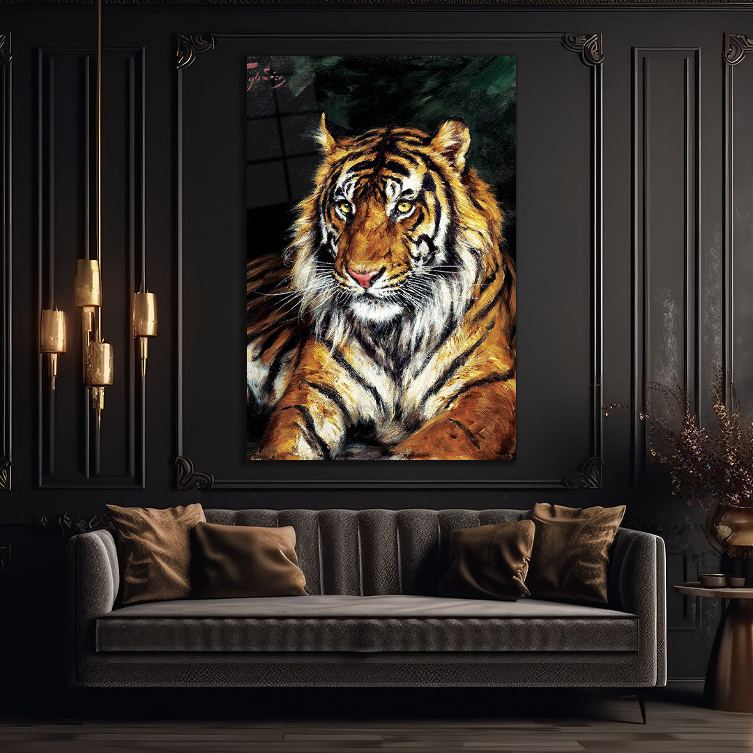 Abstract Tiger Wall Art, Animal Wall Art, Glass Printing, Large Wall Art 