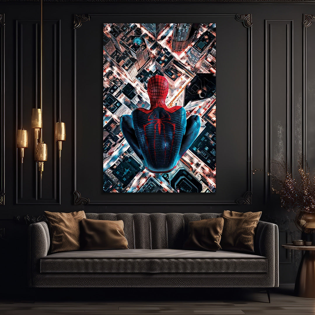 Superman with skyscrapers glass wall art 