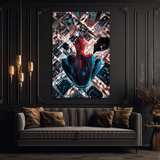 Superman with skyscrapers glass wall art 