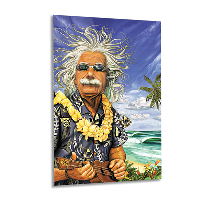 Albert Einstein comedic design Glass wall art