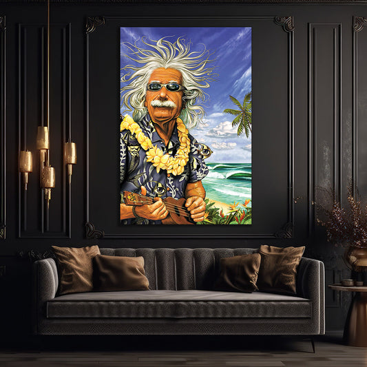 Albert Einstein comedic design Glass wall art