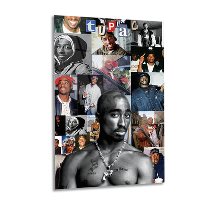 Tupac Shakur Collage Glass wall art